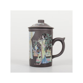 Keramikbecher mit Ei mit Geisha-Motiv - graphit