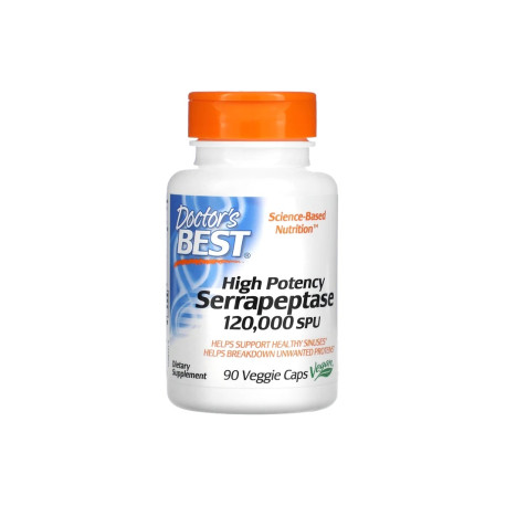 Doctors Best hochwirksame Serrapeptase laut Doctor 120.000 SPU – 90 vegetarische Kapseln