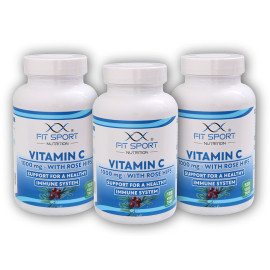 3x Vitamin C 1000mg mit Hagebutten 120 vegetarische Tabletten