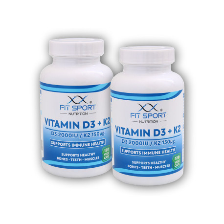 2x Vitamin D3 + K2 120 vegetarische Kapseln