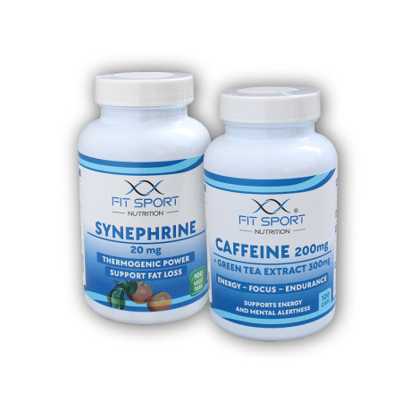 Koffein 200mg + Grüner Tee 300mg 120 Kapseln + Synephrin 20mg 100 vegetarische Tabletten