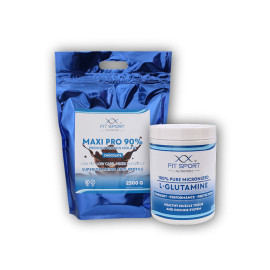 Maxi Pro 90% 2500g + 100% reines L-Glutamin 550g mikronisiert - Kokosnuss Weiße Schokolade
