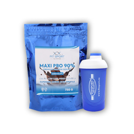 Maxi Pro 90% 750g + Fitsport Shaker - Erdbeere