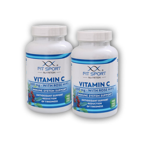 2x Vitamin C 500 mg mit Hagebutten 130 Gemüsekapseln