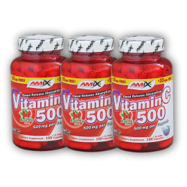 3x Vitamin C 500 mg + Hagebutten 125 Kapseln