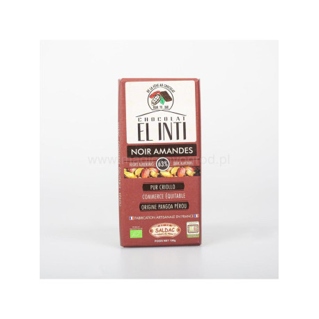 Zartbittere Schokolade 63 % mit Bio-Mandeln – 100 g