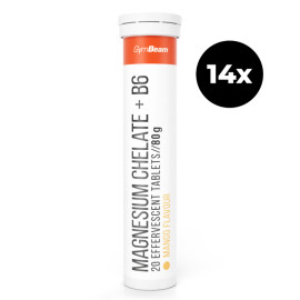 Magnesiumchelat + B6 Sprudel - GymBeam - frische Mango - 14 x 20 Tabletten