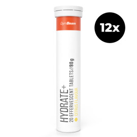 Hydrate+ Sprudelnd – GymBeam – Zitrusfrüchte – 12 x 20 Tabletten