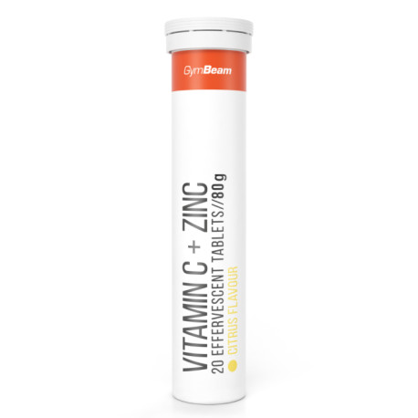 Vitamin C + Zink Sprudel – GymBeam – Zitrusfrüchte – 20 Tabletten.