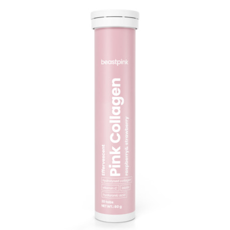Funkelndes Pink-Kollagen – BeastPink – Erdbeer-Himbeer-20 Tabletten.