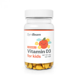 Vitamin D3, Tabletten zum Saugen für Kinder 400 IE - GymBeam - Orange - 120 Tablette.