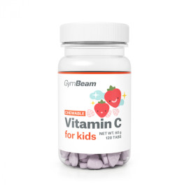 Vitamin C, Tabletten zum Saugen für Kinder – GymBeam – Erdbeere – 120 Tablette.