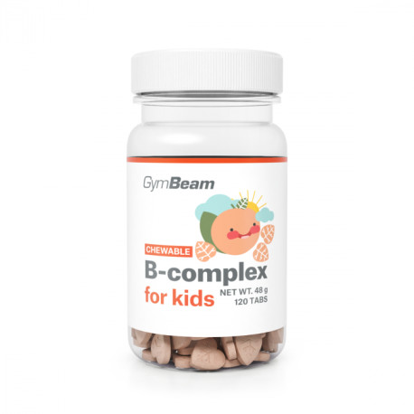 B-Komplex, Saugtabletten für Kinder – GymBeam – Aprikose – 120 Tablette.