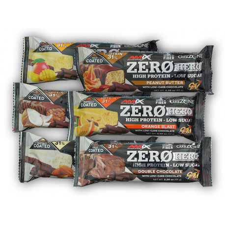 Zero Hero High Protein Riegel mit niedrigem Zuckergehalt 65g - Orange Blast