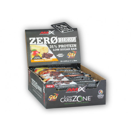 15x Zero Hero Riegel mit hohem Zuckergehalt 65g MIX - Erdnussbutter