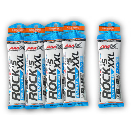 4x Rocks Energy Gel XXL Koffein 65g+1xGRATIS - Blutorange